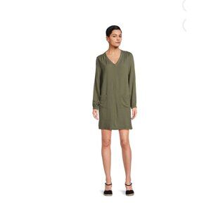Olive green v-neck 3/4 sleeve dress NEW XL‎